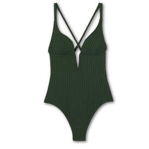 Shade & Shore One Piece Swimsuit size Large beautiful olive green NWT